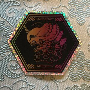 5/$25 Bake-Kujira Retro Emergency Alert Holo Hexagon Large Sticker Japanese